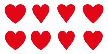 El çizimi kırmızı kalpler, vektör çizimi. Sevgililer Günü kartı ya da tişört tasarımı için aşk sembolü.