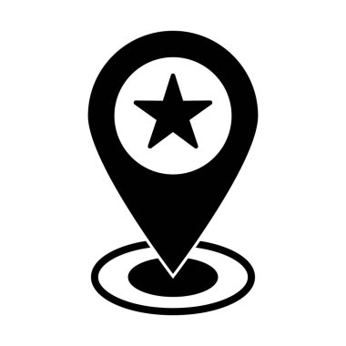 Favori yer haritası işaretleyici simgesi. Yıldız ikonlu haritalar. Yıldız simgesi ile harita işaretleyicisi.