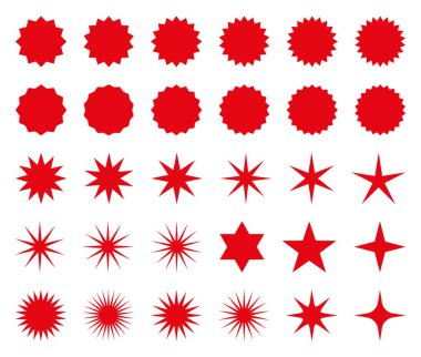 Kızıl Yıldız ve güneş kümesi satış çıkartmaları şeklinde. Promosyon yapışkan notlar ve etiketleri.