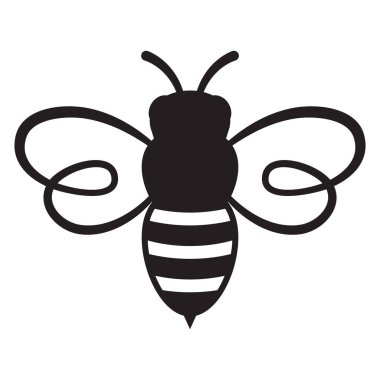 Bal arısı ikonu. Böcek karakteri. Çizgi film uçan arı. Beyaz arkaplanda izole edilmiş vektör.