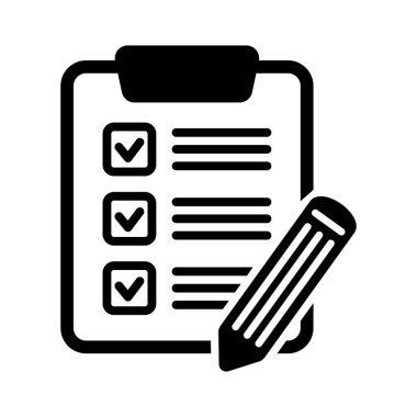 Liste simgesi yapmak için. Kalem vektör simgesi olan pano. Grafik ve web tasarımı için siyah illüstrasyon beyaz arkaplanda izole edildi.