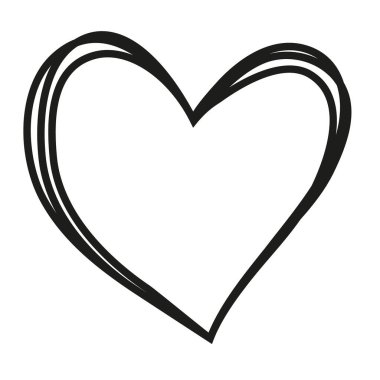El çizimi kalp ikonu. Siyah karalama kalp vektörü.