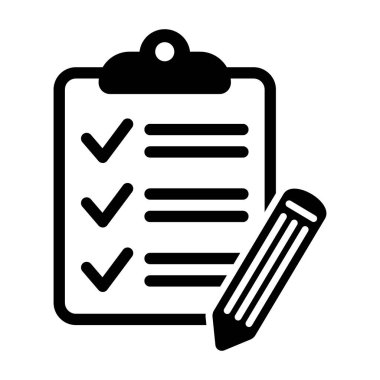 Liste simgesi yapmak için. Kalem vektör simgesi olan pano. Grafik ve web tasarımı için siyah illüstrasyon beyaz arkaplanda izole edildi.