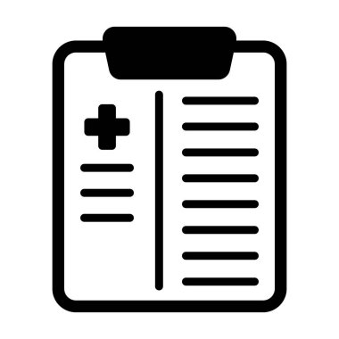 Tıbbi geçmiş ve tıbbi servis ikonu. Sağlık hizmeti panosu simgesi. Tıbbi Kart simgesi.