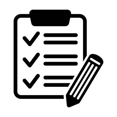 Liste simgesi yapmak için. Kalem vektör simgesi olan pano. Grafik ve web tasarımı için siyah illüstrasyon beyaz arkaplanda izole edildi.