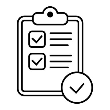 Clipboard with checklist and tick line icon. Checklist symbol for web site and app design.