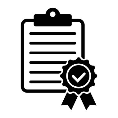 Checklist with certificate icon. Premium quality symbol. Achievement badge. Tasks done icon. Signed approved document. Project completed. Quality mark. Achievement badge vector.