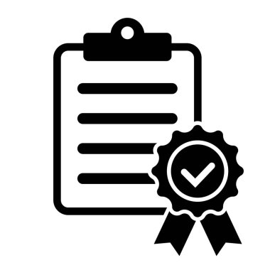 Certificate icon. Premium quality symbol. Achievement badge. Tasks done icon. Signed approved document. Project completed. Quality mark. Achievement badge vector.