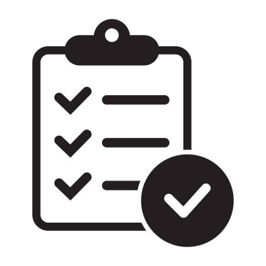 Checklist with mark icon in flat style isolated on background. Checklist sign symbol for web site and app design.