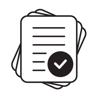 Questionnaire icon. Document with mark icon. Complete sign or logo isolated vector illustration. Check form icon. File Tick symbol.