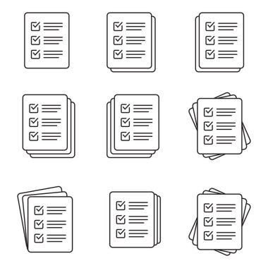 Checklist vector icon in line art style. Document icon, illustration isolated on white background for graphic and web design.