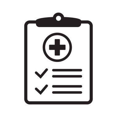 Medical history icon, medical report symbol. Health care clipboard icon. Medical card icon.