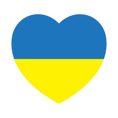 Ukrayna bayrağı kalp şeklinde. Ukraninan ülke sembolü.