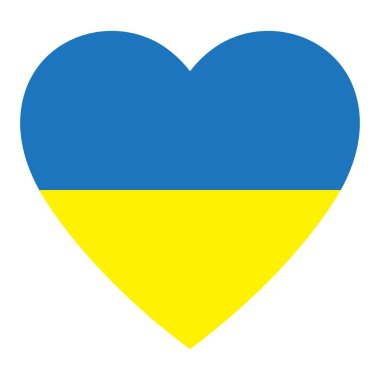 Ukrayna bayrağı kalp şeklinde. Ukraninan ülke sembolü.