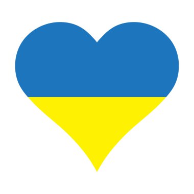 Ukrayna bayrağı kalp şeklinde. Ukraninan ülke sembolü.