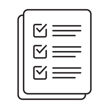 Checklist vector icon in line art style. Document icon, illustration isolated on white background for graphic and web design.