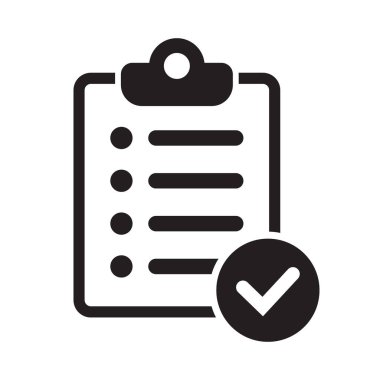 Clipboard with mark icon in flat style isolated on background. Checklist sign symbol for web site and app design.