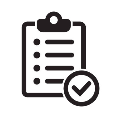 Clipboard with mark icon in flat style isolated on background. Checklist sign symbol for web site and app design.
