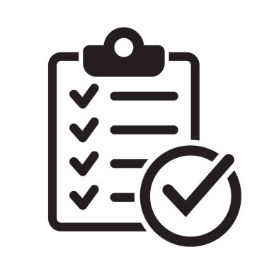 Clipboard with mark icon in flat style isolated on background. Checklist sign symbol for web site and app design.
