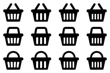 Alışveriş sepeti ikonu - vektör çizimi. Alışveriş arabası, çanta, çevrimiçi satın alma, beyaz arka planda perakende vektör çizimi tasarımı.