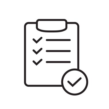 List confirmation icon in line style. Confirm list, check list, approve form icon. Stock vector illustration.