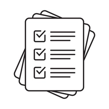 Checklist vector icon in line art style. Document icon, illustration isolated on white background for graphic and web design.