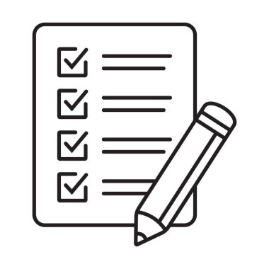 Kalem ikonu vektör illüstrasyonlu kontrol listesi. Test vektör simgesi.