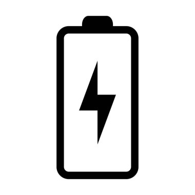 Battery icon with lightning bolt sign. Battery charging icon with lightning bolt symbol.