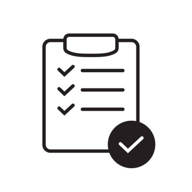List confirmation icon in line style. Confirm list, check list, approve form icon. Stock vector illustration.