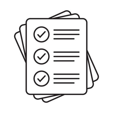 Checklist vector icon in line art style. Document icon, illustration isolated on white background for graphic and web design.