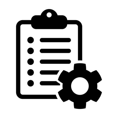 Clipboard and gear icon. Project management concept flat style. Technical support check list with cog. Software development concept. Vector illustration for web and app.
