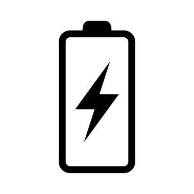 Battery icon with lightning bolt sign. Battery charging icon with lightning bolt symbol.