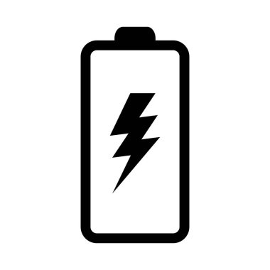 Battery icon with lightning bolt sign. Battery charging icon with lightning bolt symbol.