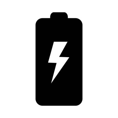 Battery icon with lightning bolt sign. Battery charging icon with lightning bolt symbol.