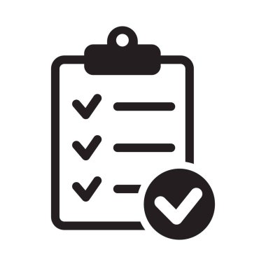 Clipboard with mark icon in flat style isolated on background. Checklist sign symbol for web site and app design.