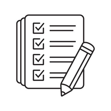 Checklist with pencil icon. Test, questionnaire icon. To do list vector icon for web site and app design.