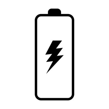 Battery icon with lightning bolt sign. Battery charging icon with lightning bolt symbol.
