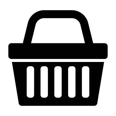 Alışveriş sepeti ikonu - vektör çizimi. Alışveriş arabası, çanta, çevrimiçi satın alma, beyaz arka planda perakende vektör çizimi tasarımı.