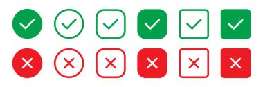 Cross mark and Check mark vector icon. Yes or no line symbol, approved or rejected icon for user interface. 