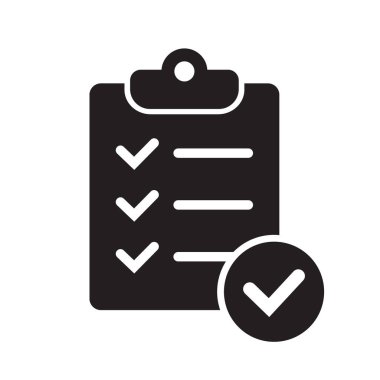 Clipboard with mark icon in flat style isolated on background. Checklist sign symbol for web site and app design.