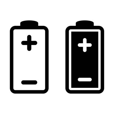 Battery icon with plus sign and minus sign.