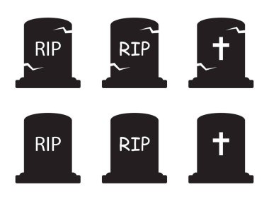 Funeral gravestone icon. Tombstone icon. Rip grave icon vector. Halloween vector illustration.