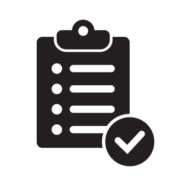 Clipboard with mark icon in flat style isolated on background. Checklist sign symbol for web site and app design.