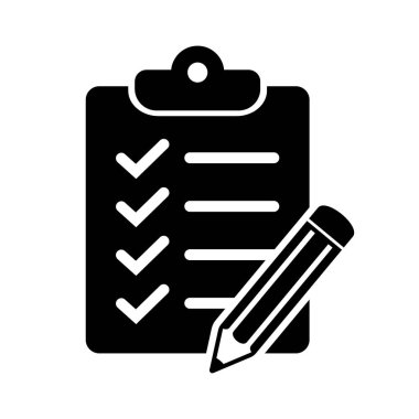 Liste simgesi yapmak için. Kalem vektör simgesi olan pano. Grafik ve web tasarımı için siyah illüstrasyon beyaz arkaplanda izole edildi.