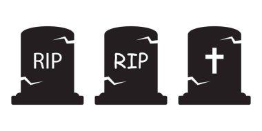 Funeral gravestone icon. Tombstone icon. Rip grave icon vector. Halloween vector illustration.
