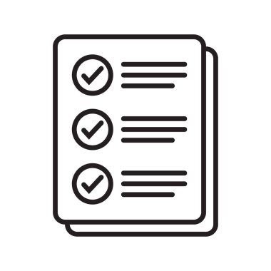 Checklist vector icon in line art style. Document icon, questionnaire icon, illustration isolated on white background for graphic and web design.