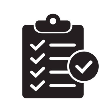 Clipboard with mark icon in flat style isolated on background. Checklist sign symbol for web site and app design.