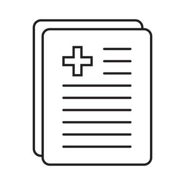 Medical record icon, medical report icon, medical history thin line icon, vector isolated.