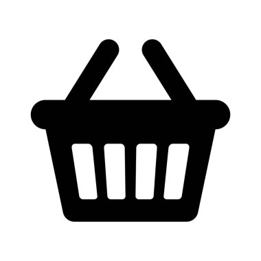 Alışveriş sepeti ikonu - vektör çizimi. Alışveriş arabası, çanta, çevrimiçi satın alma, beyaz arka planda perakende vektör çizimi tasarımı.