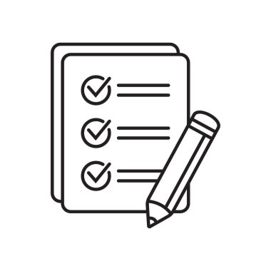Checklist with pencil icon. Test, questionnaire icon. To do list vector icon for web site and app design.